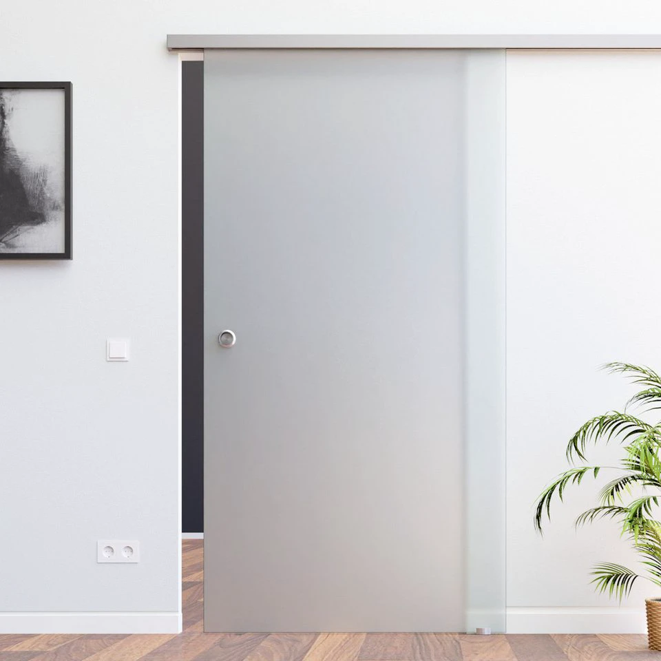 AMOD Glasschiebetür S-ASE SoftClose SlimLine 8 mm ESG satiniert mit Griffmuschel
