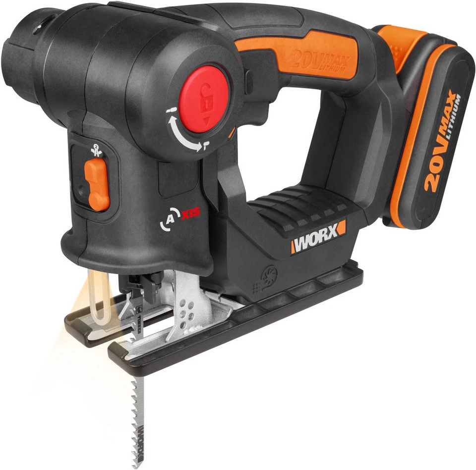 Worx Akku-Universalsäge WX550 Axis 2-in-1 Stichsäge Säbelsäge 20V Akku Ladegerät