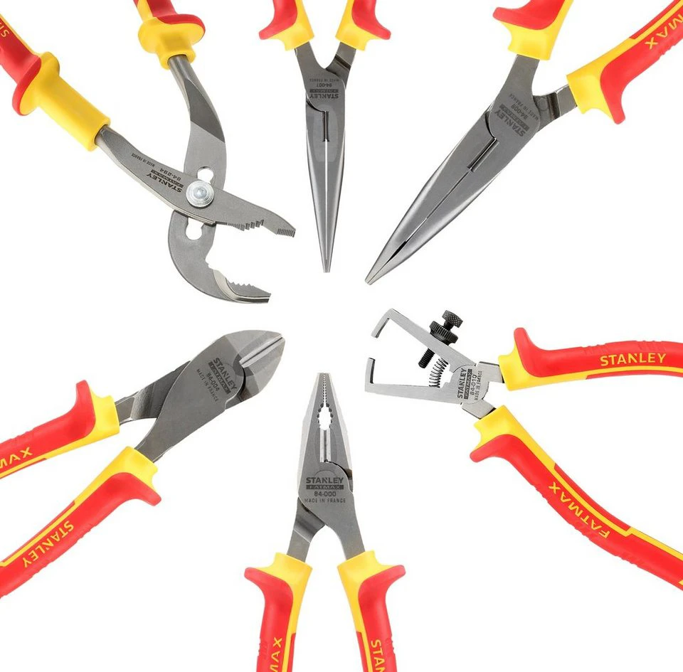 Stanley by Black & Decker Zangenset FatMax VDE Kombizange Kraftseitenschneider Flachrundzange