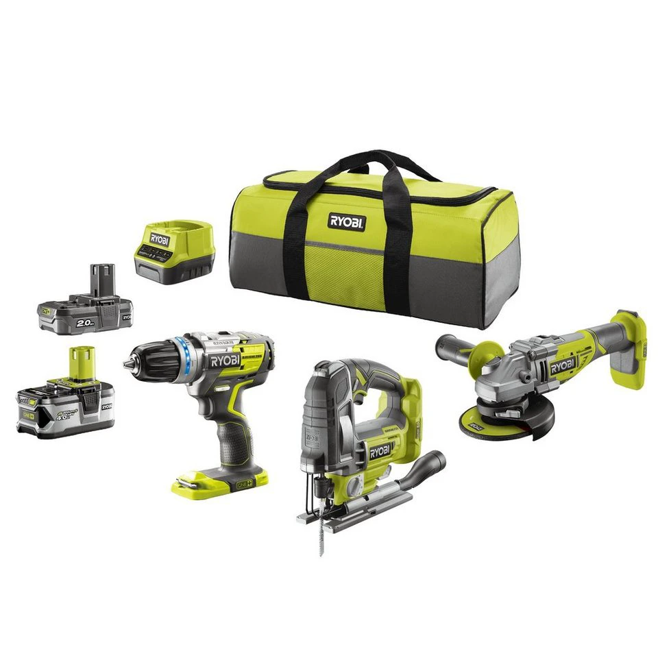 Ryobi Elektrowerkzeug-Set 18V ONE+ Brushless Kombo-Kit R18CK3BL-242S 7-tlg. mit Werkzeugtasche