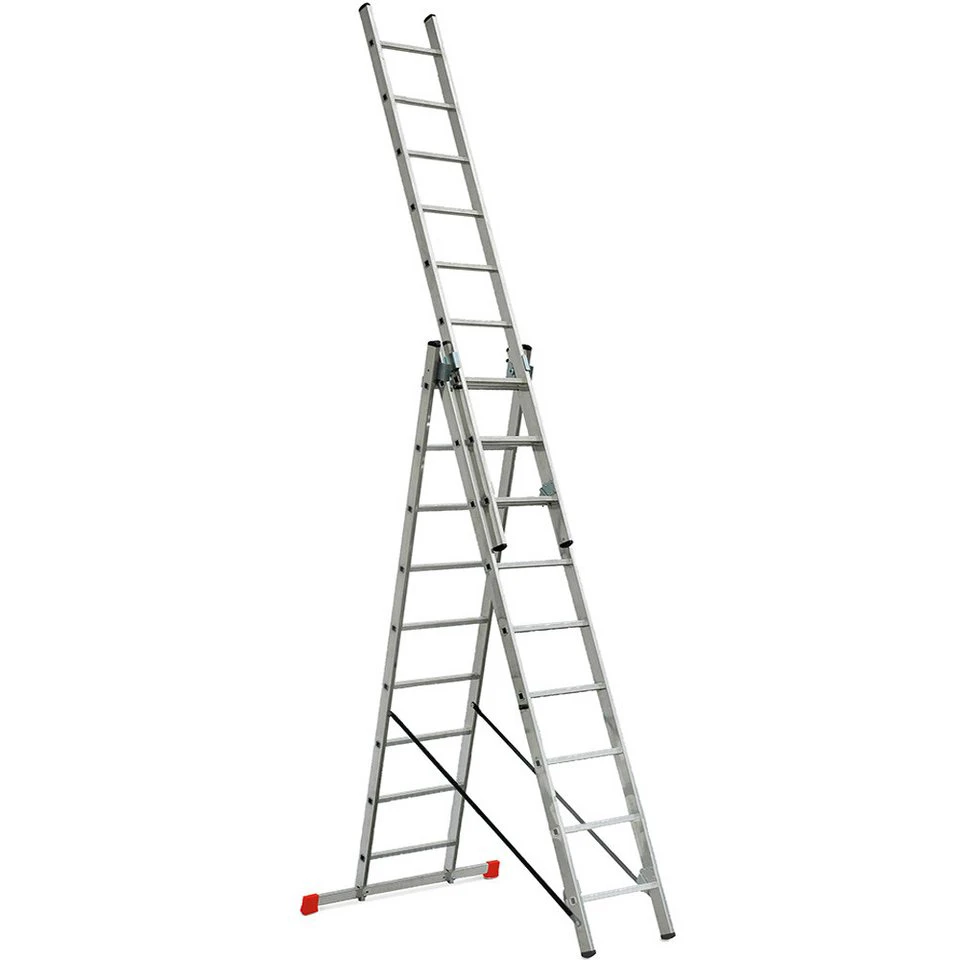 BRB-Lagertechnik Vielzweckleiter Aluminium 3x 9 Sprossen Arbeitshöhe bis 6290 mm