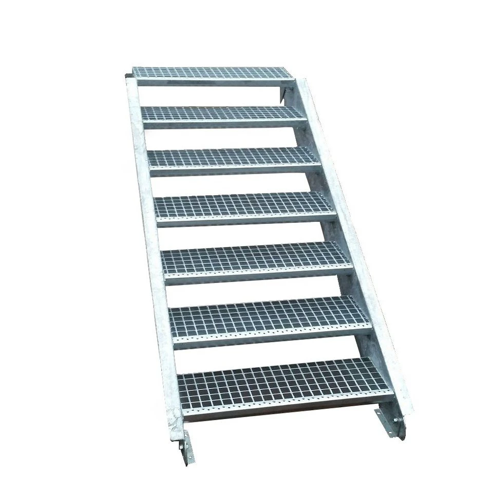 SRM Design Außentreppe 7 Stufen Stahltreppe verzinkt B. 100 cm H. 100-140 cm