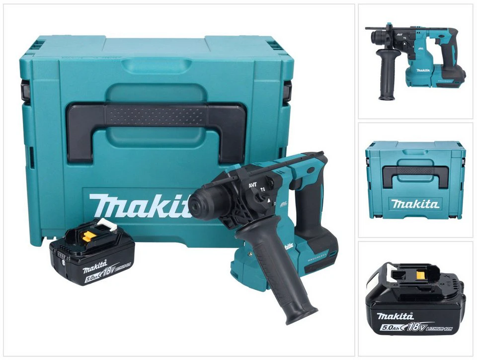 Makita Akku-Bohrhammer DHR 183 Z 18 V 1,7 J SDS plus Brushless mit 5,0 Ah Akku