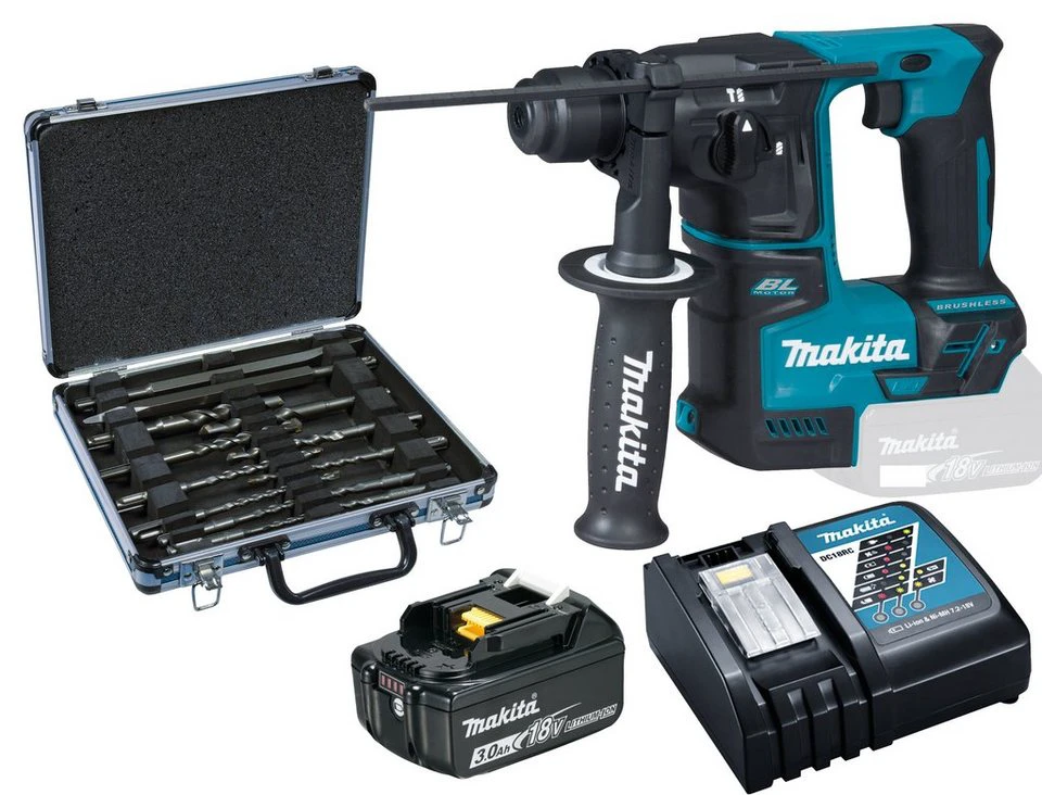 Makita Akku-Bohrhammer DHR171 13-teiliges Bohr- und Meißel-Set