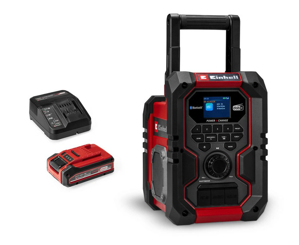 Einhell Akku-Radio TE-CR 18 Li DAB+ FM Bluetooth mit 1x 4,0 Ah PLUS Akku und Ladegerät