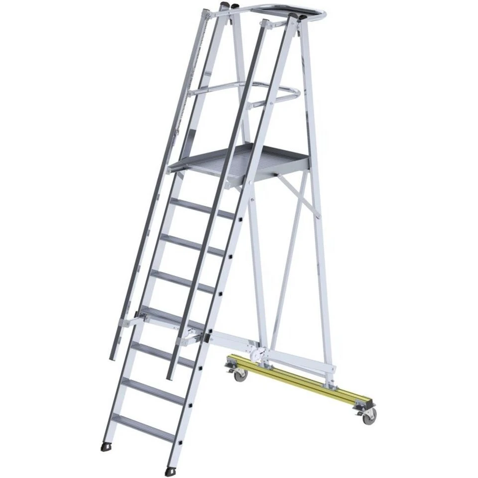 Munk Aluminium-Podestleiter fahrbar klappbar 650x600 mm