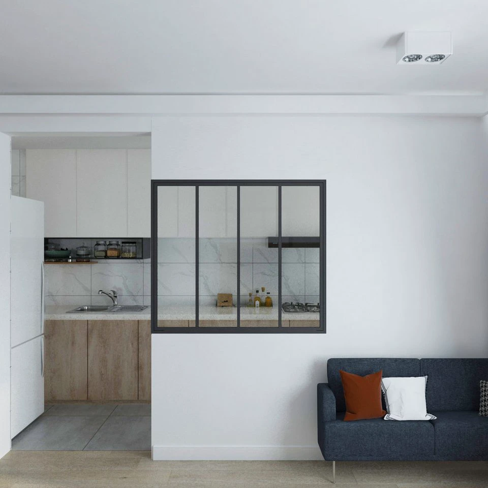 inova wohnen Innenfenster Klarglas schwarzer Stahlrahmen 123 x 108 cm 4 mm Sicherheitsglas vormontiert