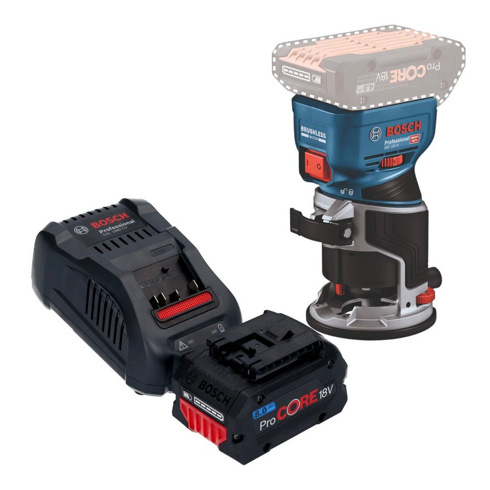 Bosch GKF 18V-8 Professional Akku-Kantenfräse 18 V ProCORE 8,0 Ah Ladegerät