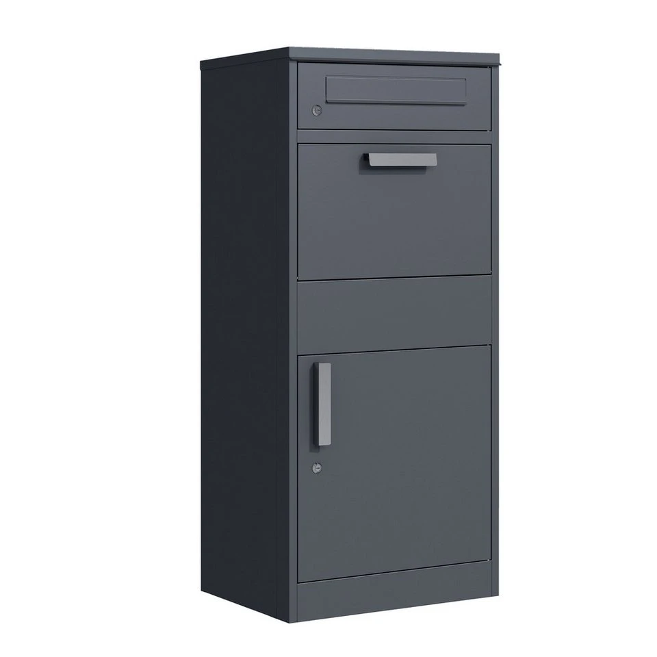 DEGAMO Paketbox BREMEN 50 x 38 x 112 cm Stahl anthrazit mit Brieffach