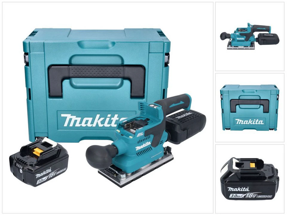 Makita Akku-Schwingschleifer DBO 382 18 V 93 x 185 mm mit 3 Ah Akku Makpac