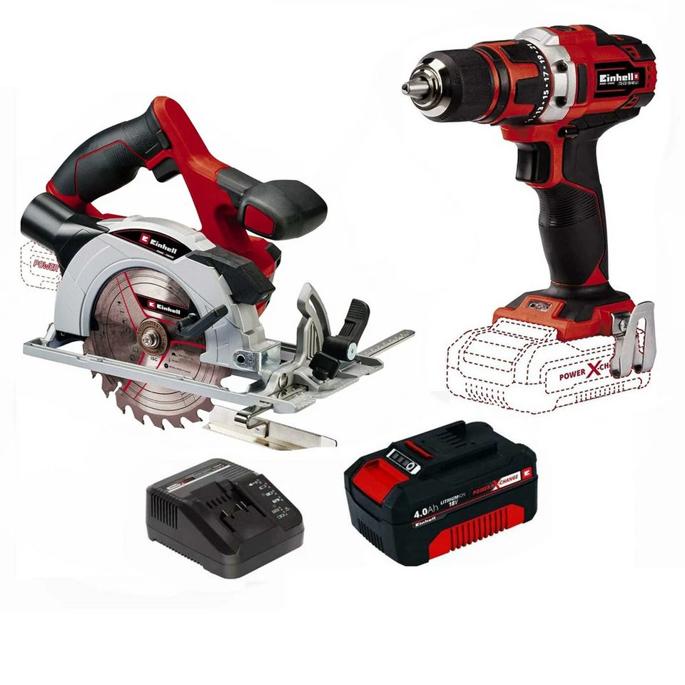 Einhell Akku-Bohrschrauber TE-CD 18/40 Li-Solo Power X-Change Akku-Handkreissäge TE-CS 18/150