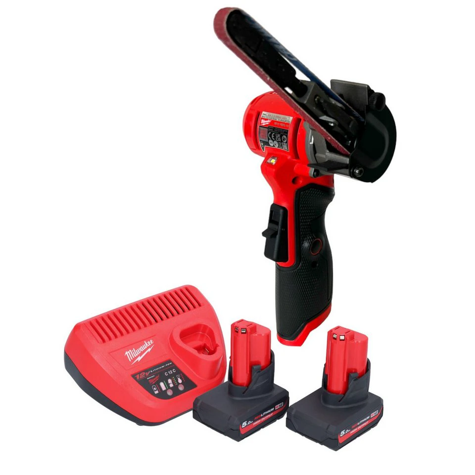 Milwaukee Akku-Bandfeile M12 FBFL10 12 V 10 x 330 mm 2x 5,0 Ah Akku Ladegerät