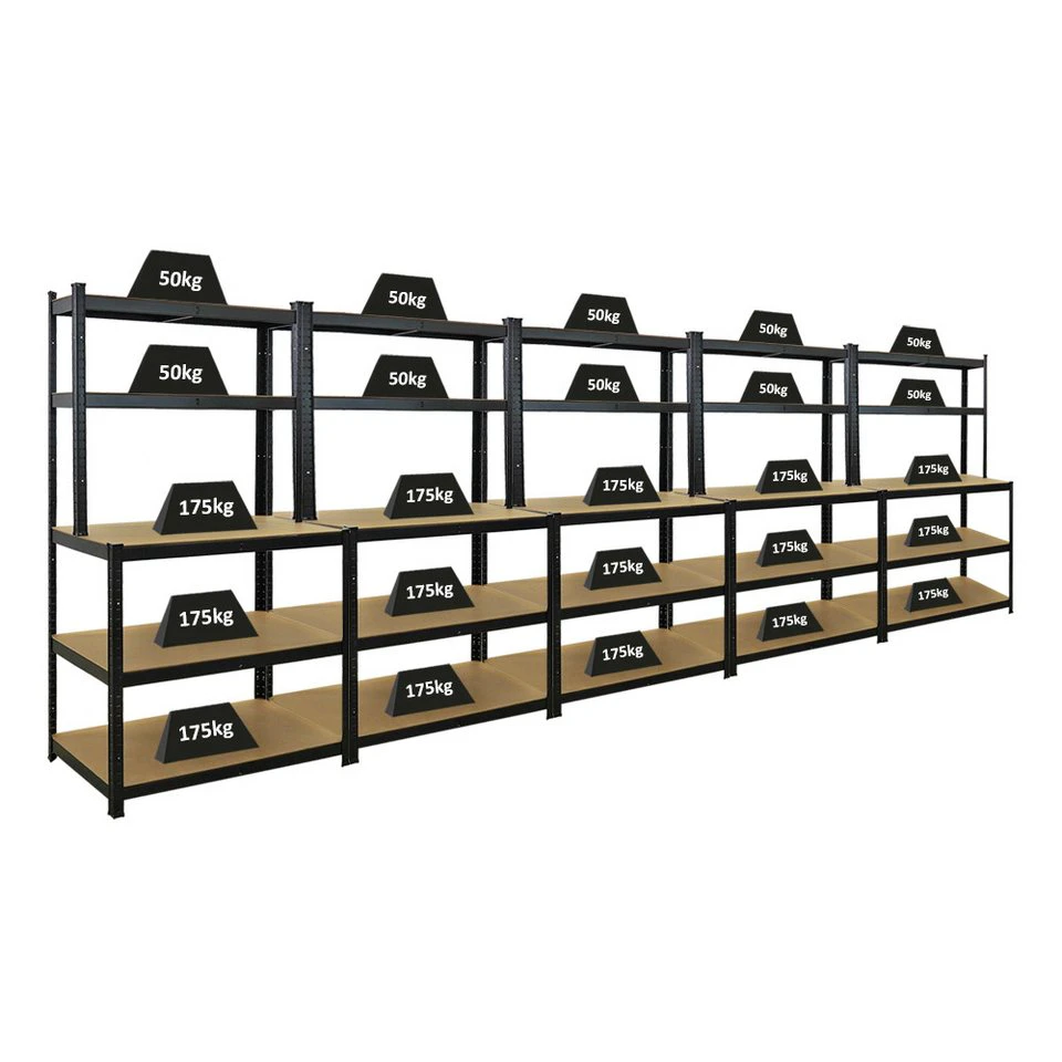 PROREGAL Werkbank GIANT BEAST 5 Stück 180x100x60 cm Schwarz Fachlast 175 kg
