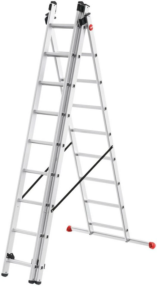 Hailo Vielzweckleiter HobbyStep combi (Set) Aluminium Kombileiter 3-teilig 3x9 Sprossen