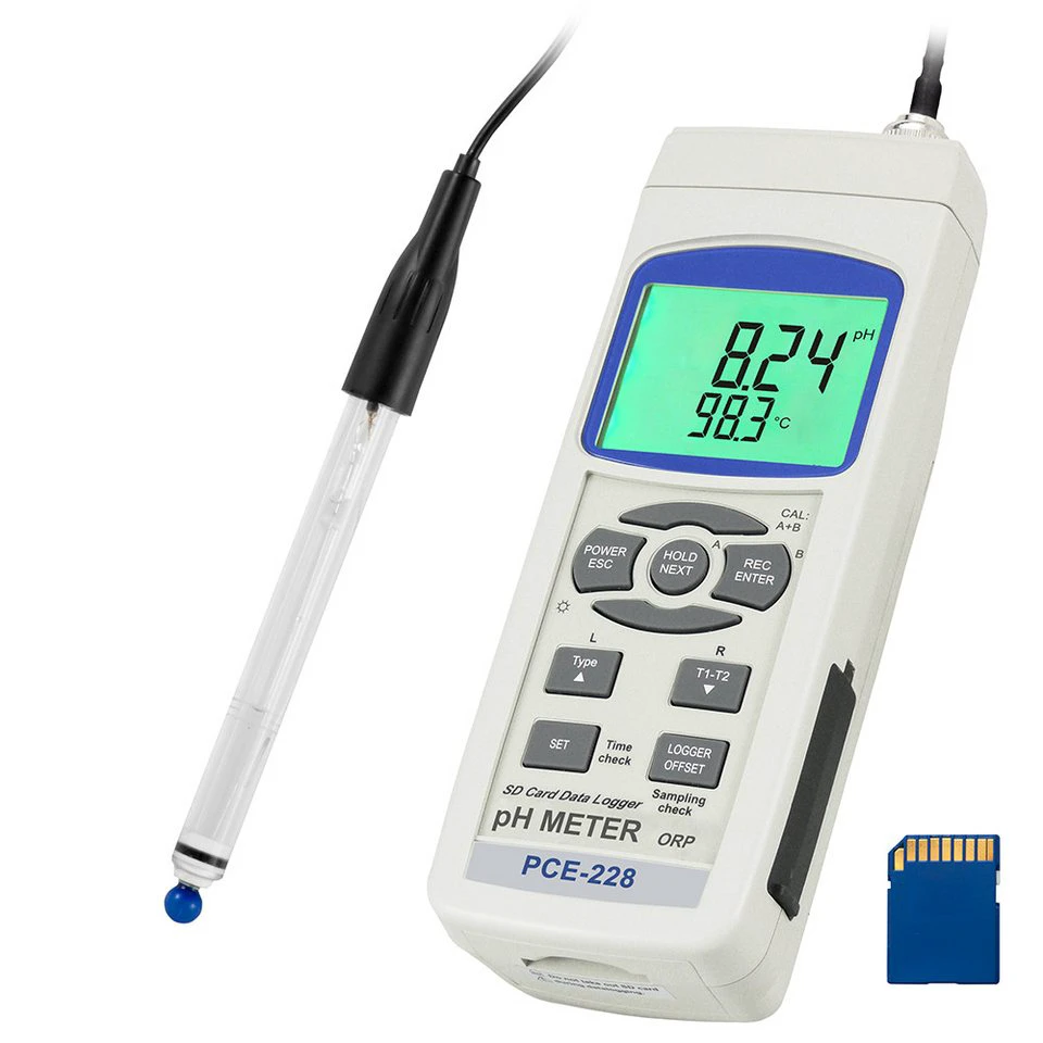 PCE Instruments pH-Messgerät PCE-228HTE mit pH-Elektrode und Temperaturfühler