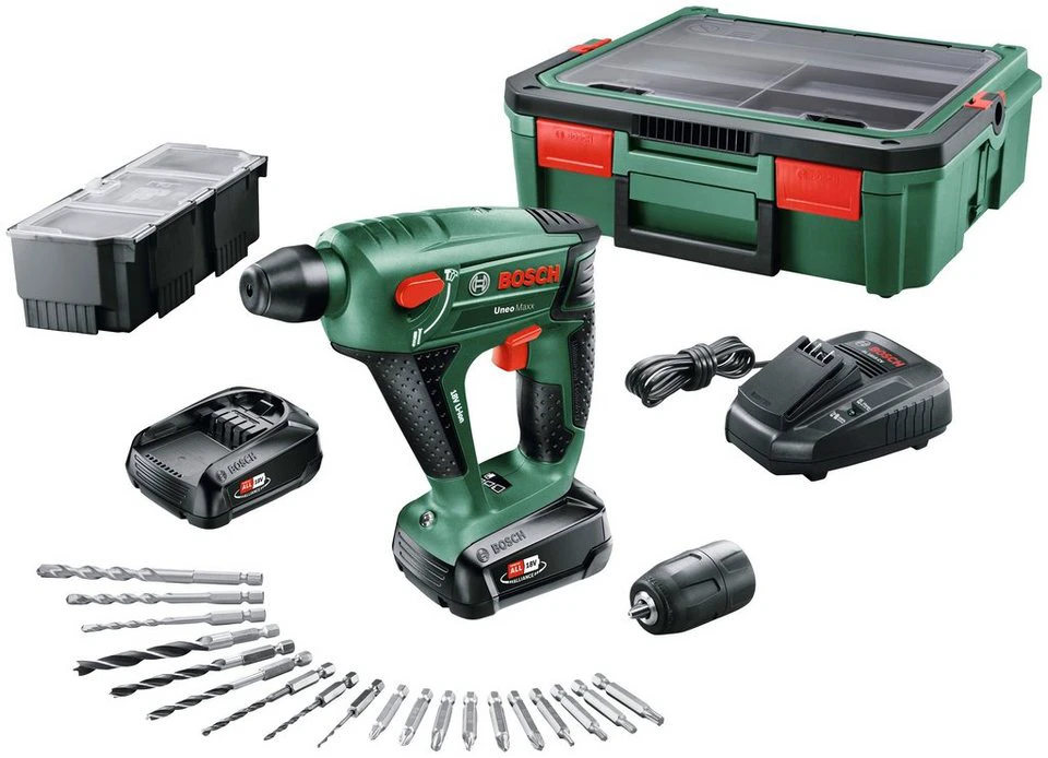 Bosch Home & Garden Akku-Bohrhammer Uneo Maxx SystemBox 2 Akkus Ladegerät