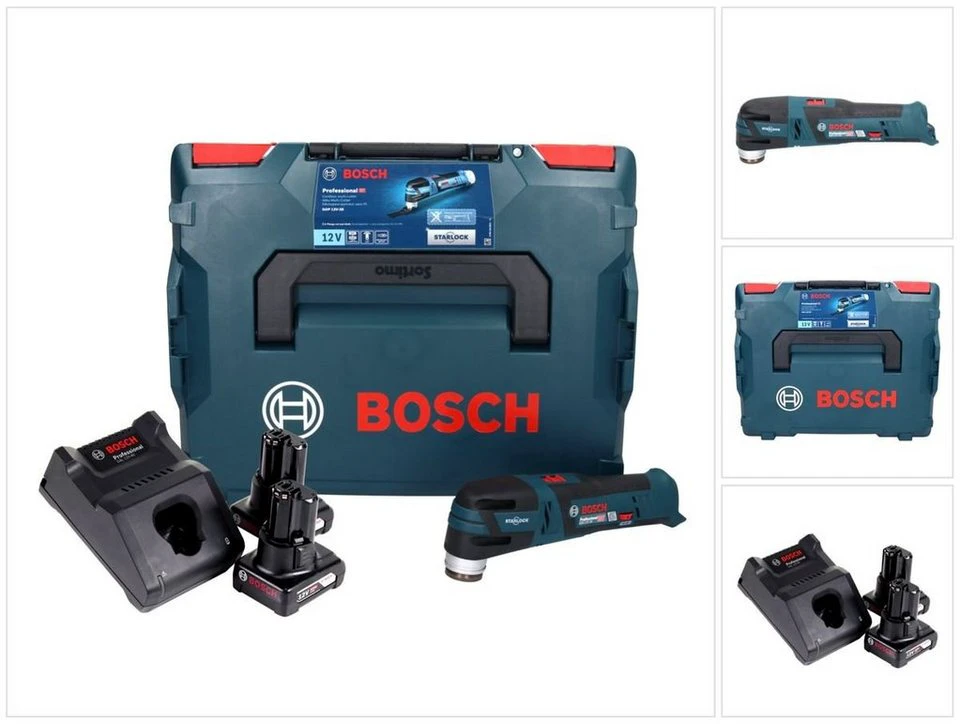 Bosch Professional GOP 12V-28 Akku-Multifunktionswerkzeug Starlock 12 V Brushless mit 2x Akku