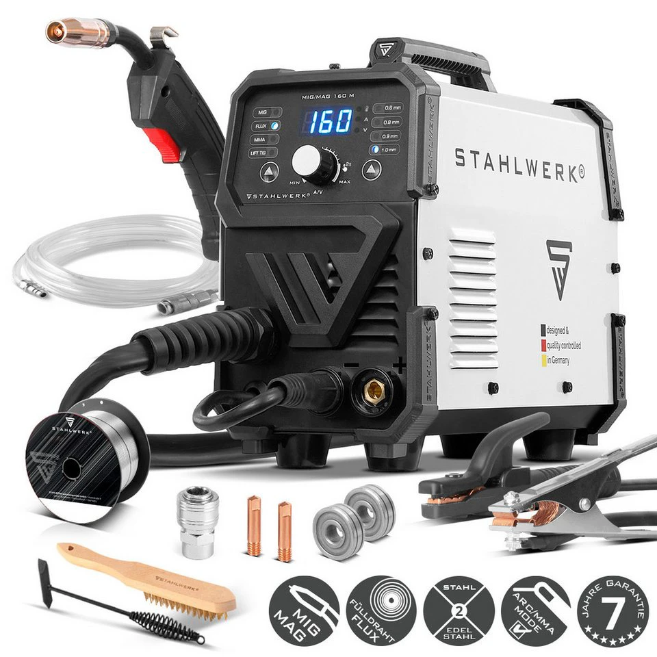 STAHLWERK MIG/MAG-160 M Schweißgerät 5-in-1 MIG MAG FLUX MMA Lift-TIG 160 A