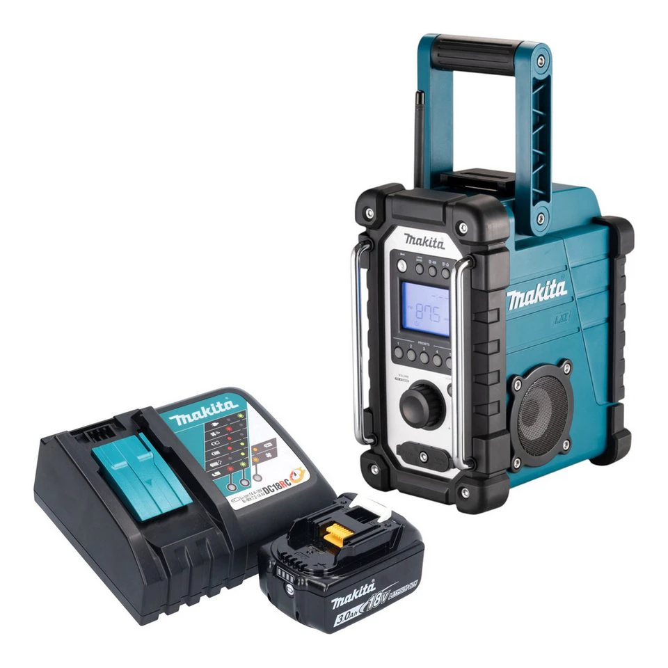 Makita DMR 116 Baustellenradio RF1 14,4 - 18 V AM FM AUX Akku 3,0 Ah Ladegerät