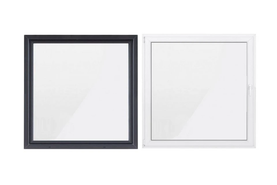 SN DECO GROUP Kellerfenster 1000x1000 1 Flügel anthrazit außen weiß innen 70 mm Profil RC2 Sicherheitsbeschlag