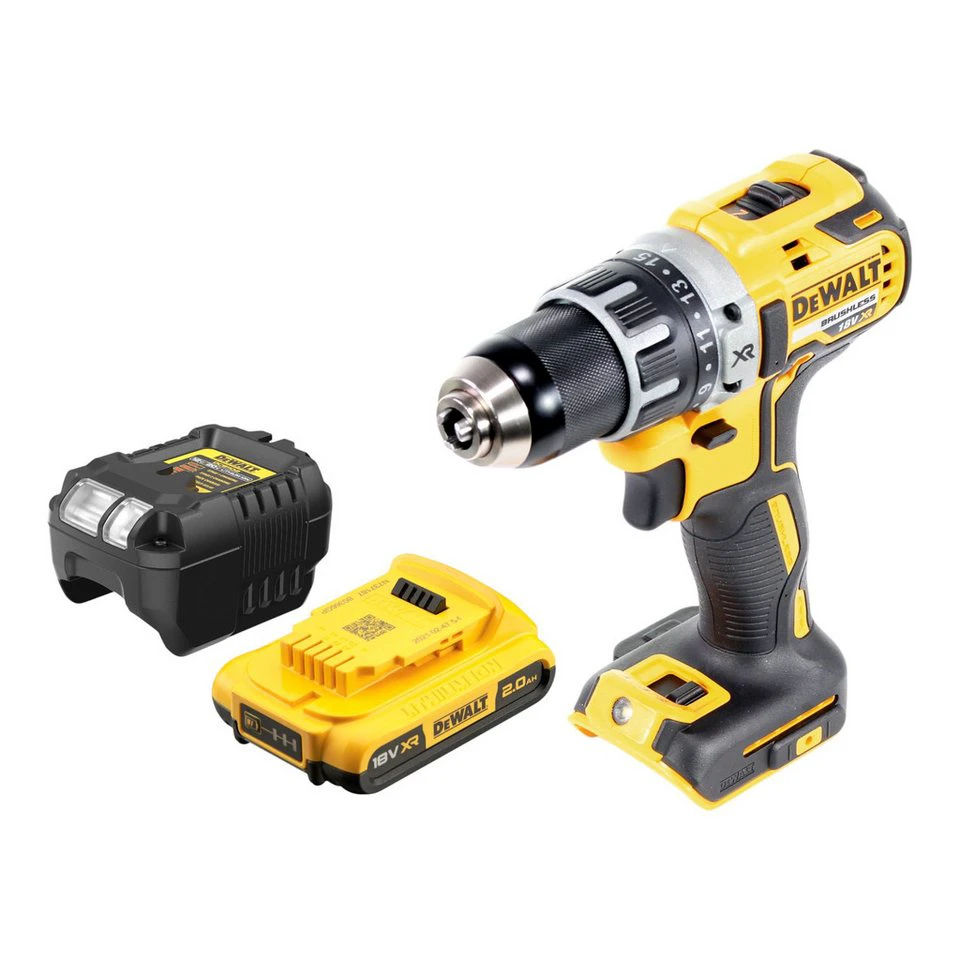 DeWALT Akku-Bohrschrauber DCD791 18 V 70 Nm Brushless 2,0 Ah Akku Ladegerät