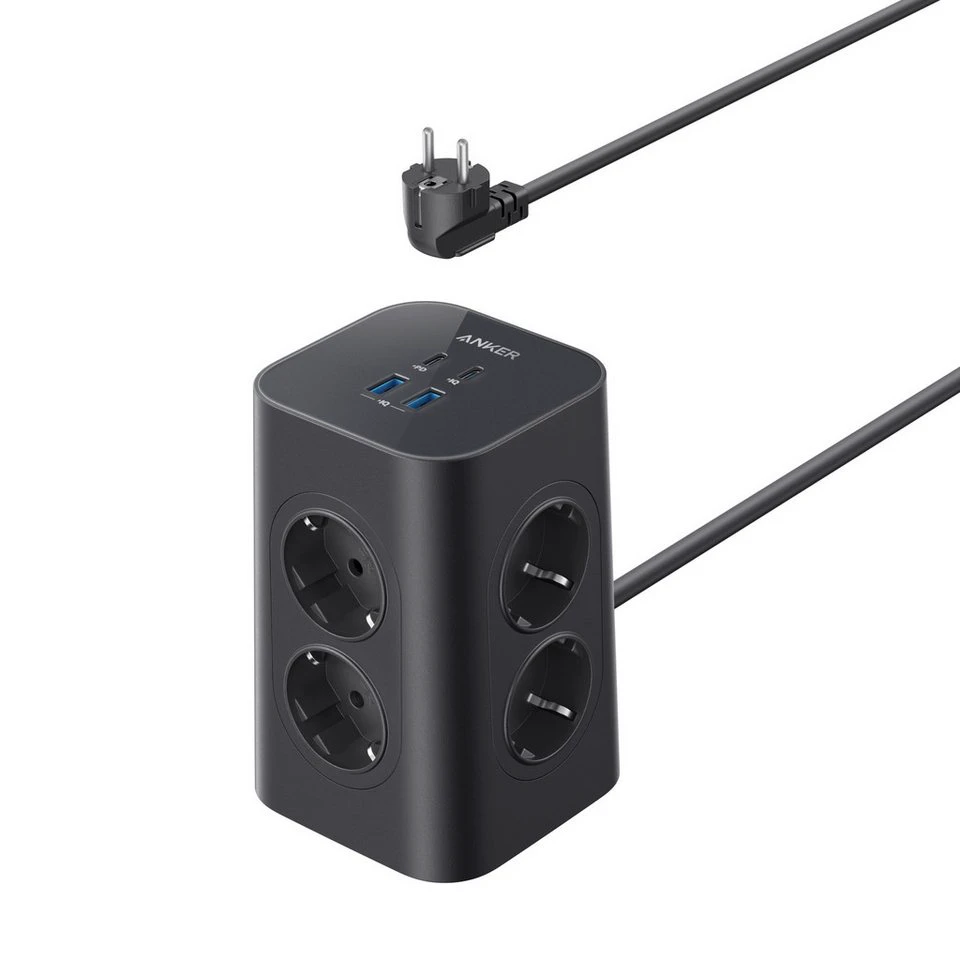 Anker Mehrfachsteckdose 8 Fach mit Schalter 4 USB 20W USB C Überspannungsschutz 2m Kabel