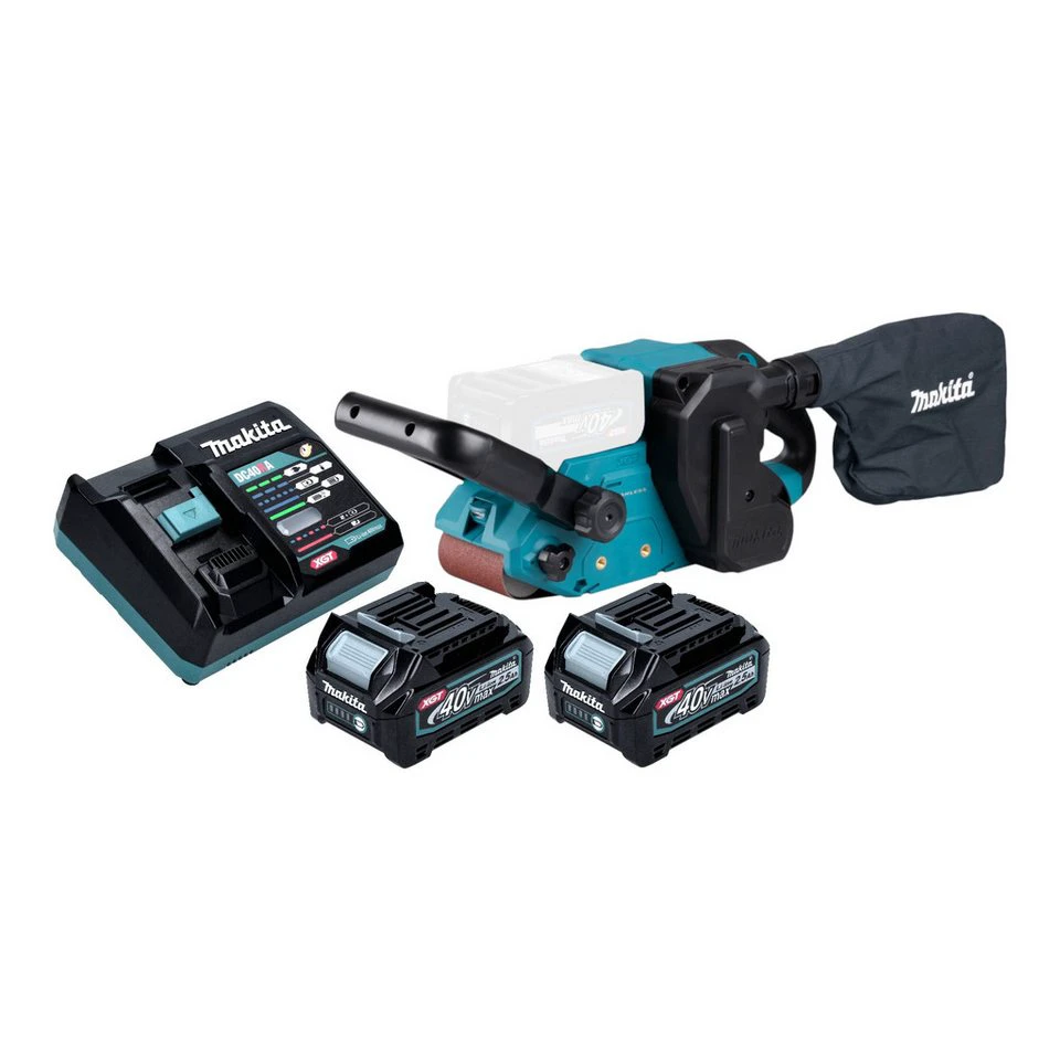 Makita Bandschleifer BS001G 40 V max. 76 x 533 mm Brushless 2x Akku 2,5 Ah Ladegerät