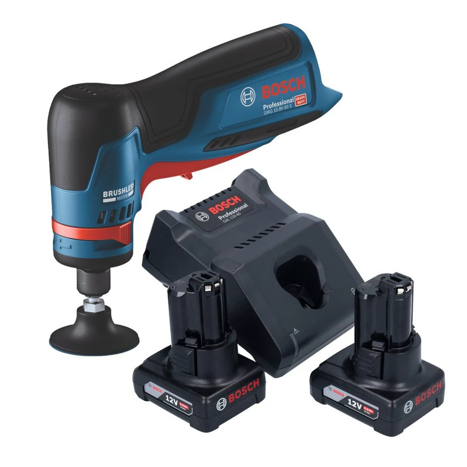 Bosch Akku-Geradschleifer GWG 12V-50 S Professional 12 V 6 mm Brushless 2x Akku 6,0 Ah Lader