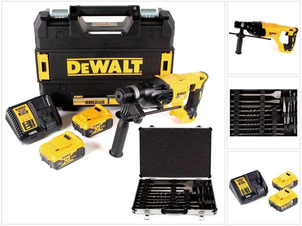 DeWalt Akku-Kombihammer DCH 133 NT 18 V 2,6 J SDS-plus Brushless 2x Akku 5 Ah