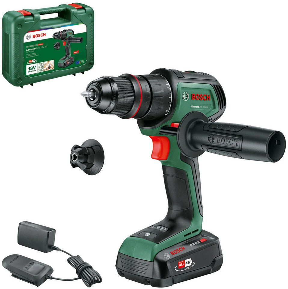 Bosch AdvancedDrill 18V-80 QuickSnap Akku-Bohrschrauber 78 Nm 13-mm-Metallbohrfutter
