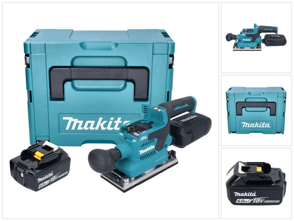 Makita DBO 382 Akku-Schwingschleifer 18 V 6 Ah Makpac