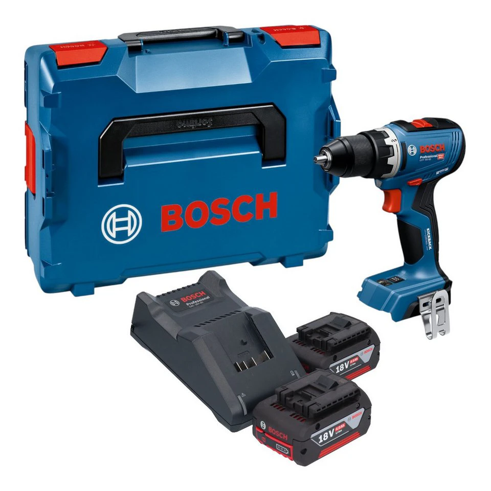 Bosch GSR 18V-65 Professional Akku-Bohrschrauber 18 V 2x 4,0 Ah Ladegerät L-Boxx