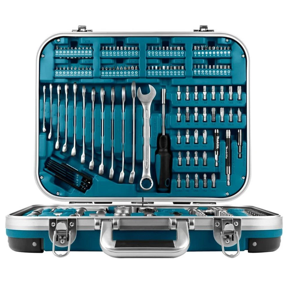 Makita Werkzeugset 227-tlg für Heimreparaturen silbern und blau