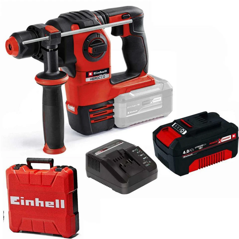 Einhell Akku-Bohrhammer HEROCCO 18/20 PXC SDS-plus mit Akku 4.0 Ah Ladegerät Koffer