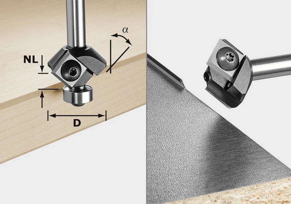 FESTOOL Fräser-Set Wendeplatten Fasefräser 45° Kugellager für OF 1010 OFK 700 MFK 700