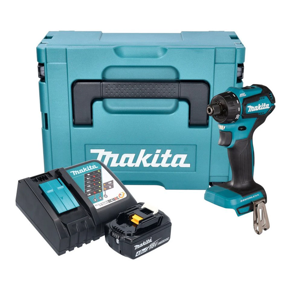 Makita Akku-Bohrschrauber DDF 083 18 V 40 Nm 1/4 Zoll Akku 4,0 Ah Ladegerät Makpac