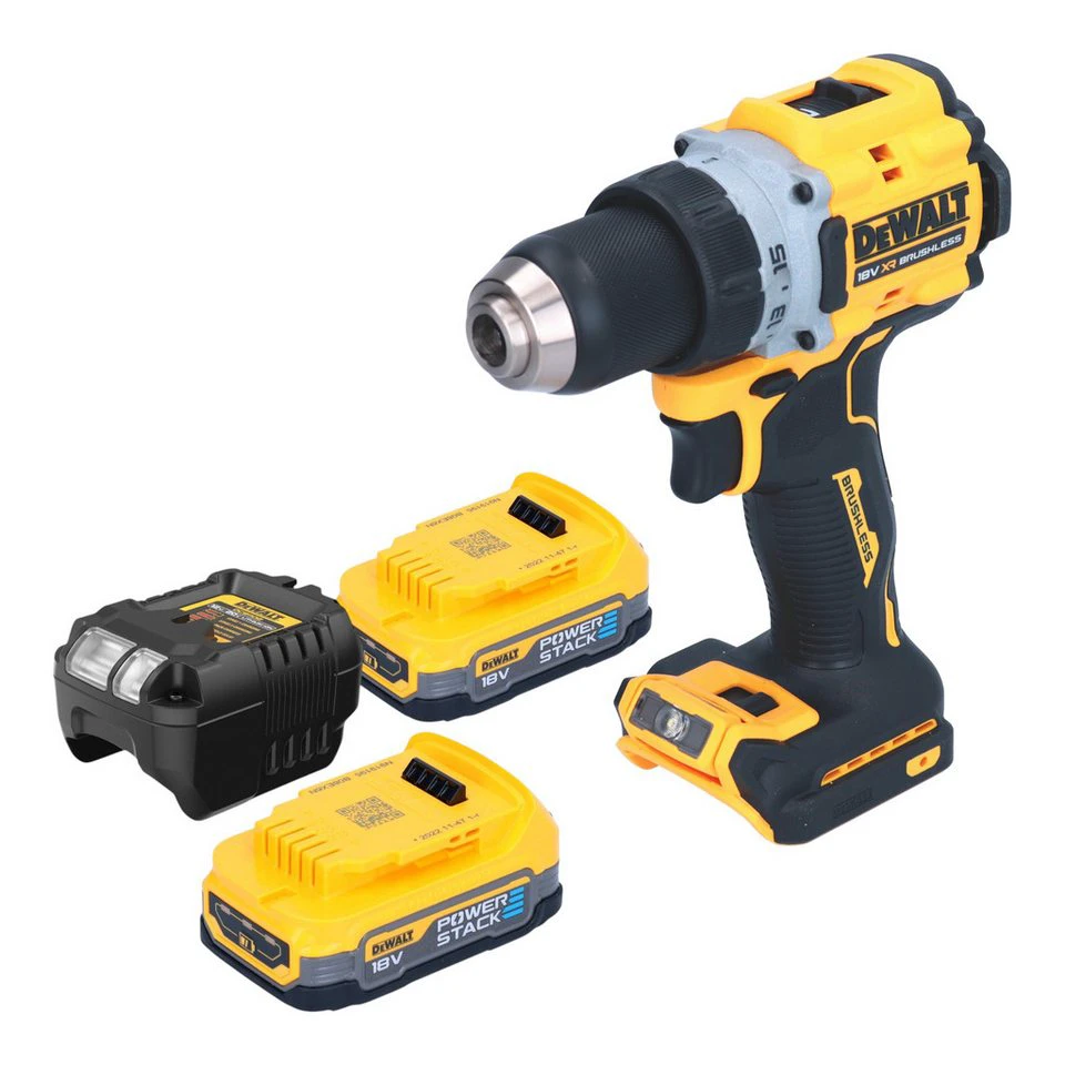 DeWalt DCD 800 Akku-Bohrschrauber 18 V 90 Nm Brushless 2x Powerstack 1,7 Ah Ladegerät