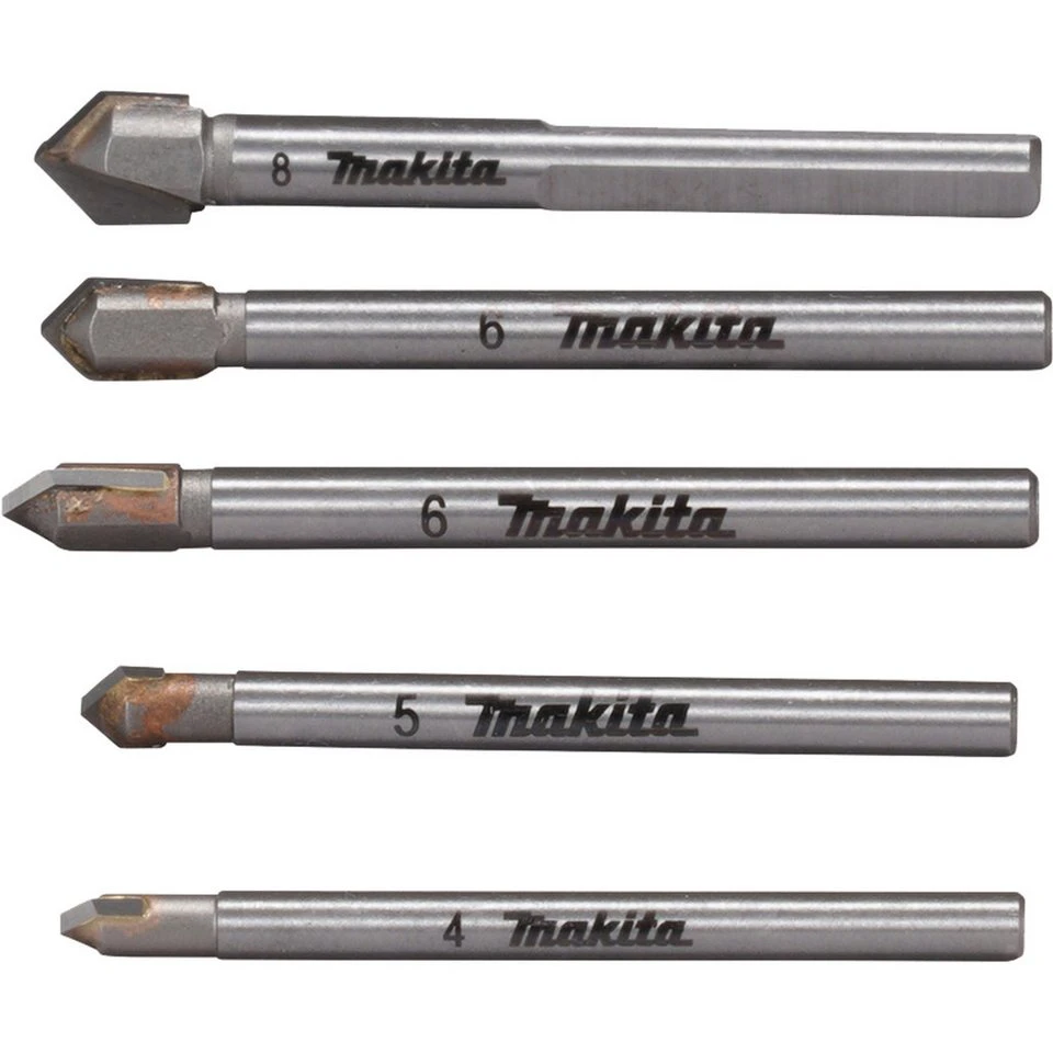Makita Glas- und Fliesenbohrer-Satz E-25410 5-teilig Hartmetall Rundschaft