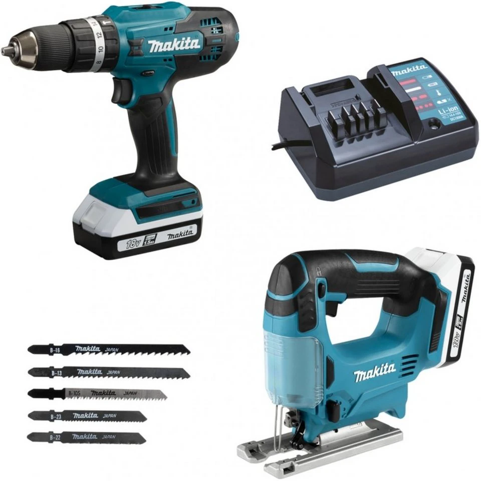 Makita DK18B59Y G-Serie Combo Kit Akku-Maschinenset blau/schwarz