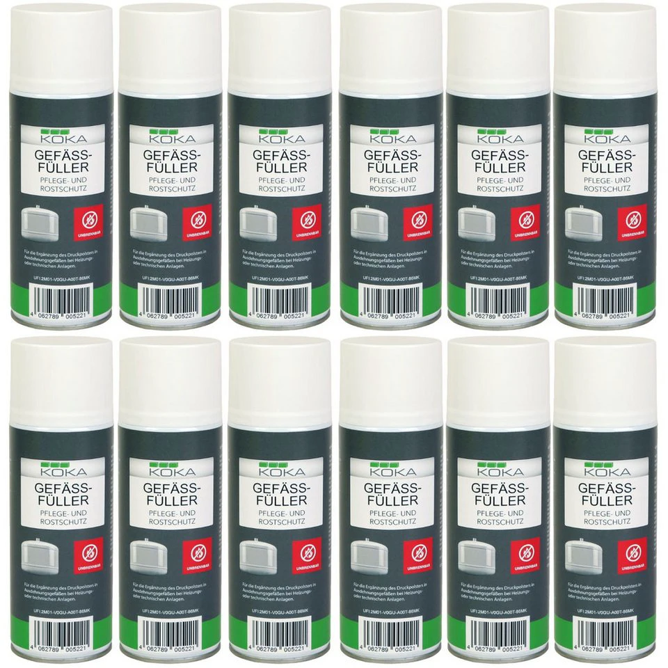 KOKA Gefäßfüller 12x 400ml unbrennbar mit Rostschutz für Ausdehnungsgefäße
