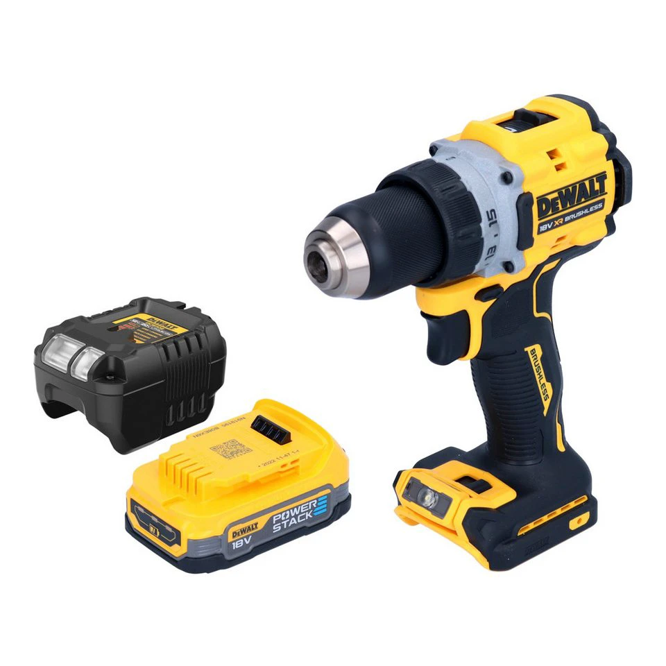 DeWalt Akku-Bohrschrauber DCD 800 18 V 90 Nm Brushless Powerstack Akku 1,7 Ah Ladegerät
