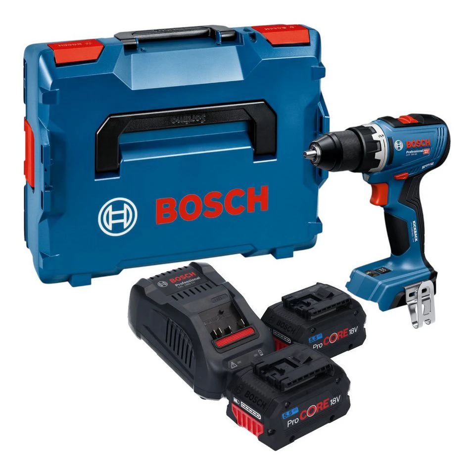Bosch Professional GSR 18V-65 Akku-Bohrschrauber 18 V 63 Nm 2x ProCORE 5,5 Ah Ladegerät L-Boxx