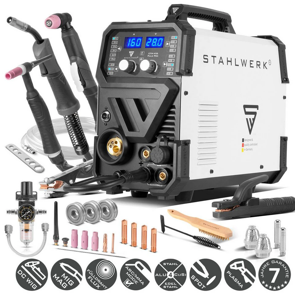 STAHLWERK CTM-416 Puls Pro Inverterschweißgerät Kombi-Schweißgerät 20-160 A 6-in-1