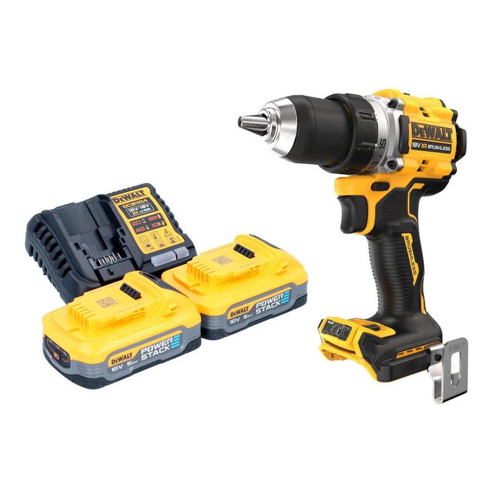 DeWalt DCD 800 Akku-Bohrschrauber 18 V 90 Nm Brushless 2x Powerstack Akku 5,0 Ah Ladegerät