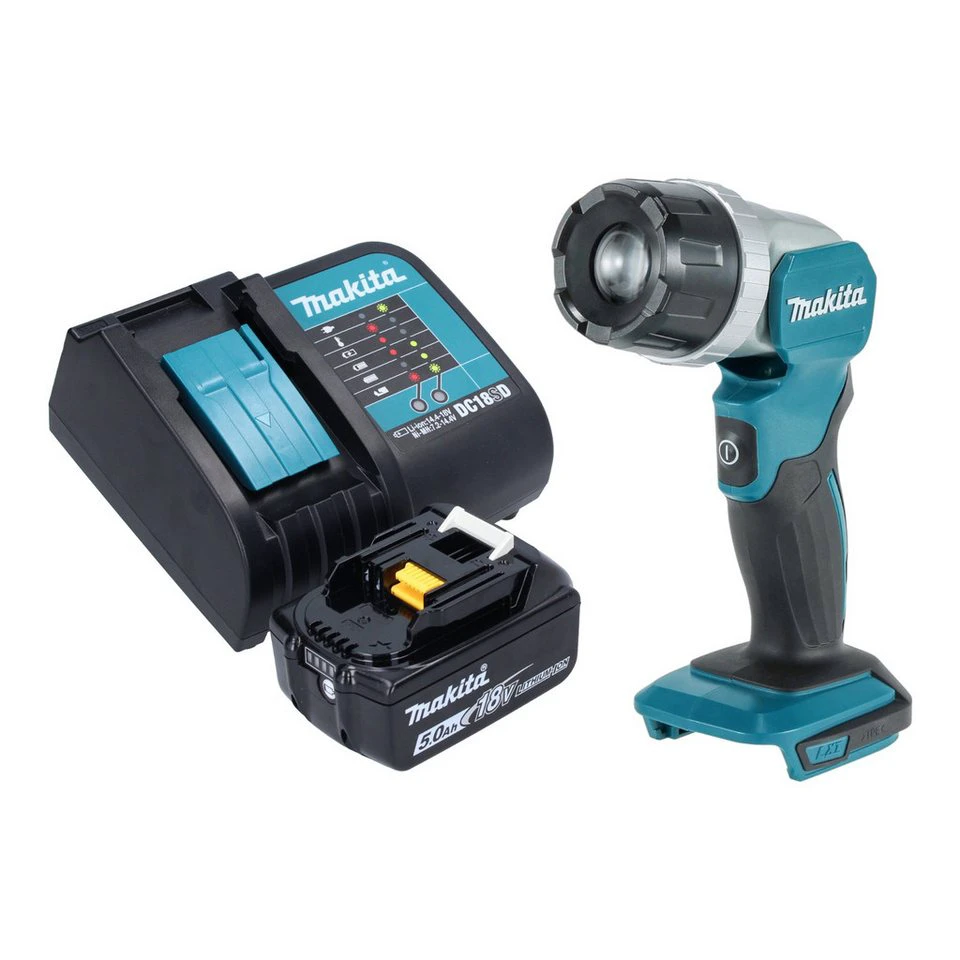 Makita DML 808 Akku Handstrahler 14,4 / 18 V 190 Lumen LED 5,0 Ah Akku Ladegerät