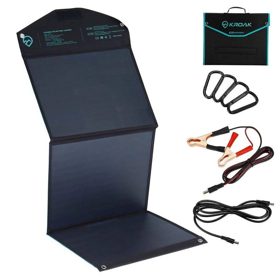 KROAK Solaranlage 150 W Solarpanel faltbar für Laptop Handy Camping RV