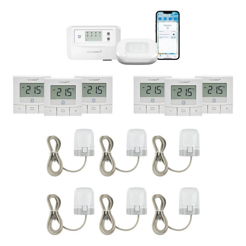 Homematic IP Starter Bundle Fußbodenheizung 6 Räume Smart-Home-Zubehör