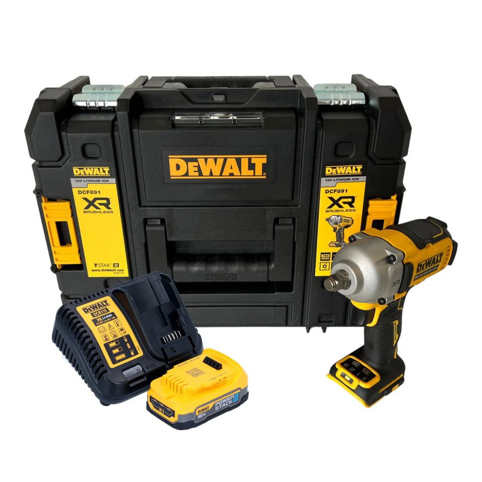 DeWalt Akku-Schlagschrauber DCF 891 E1T 18 V 1084 Nm Brushless 1x Akku 1,7 Ah Lader TSTAK