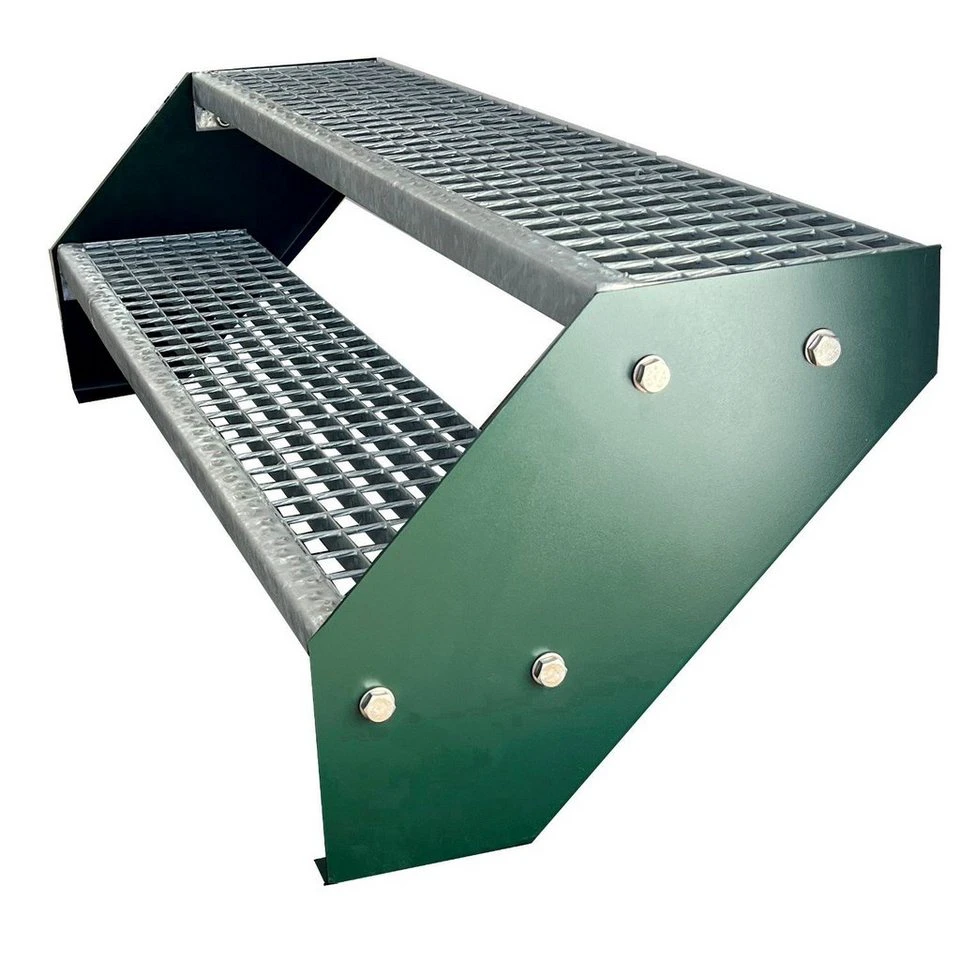 Kaminbau Mierzwa Außentreppe Premium Treppe 38 cm Grün Stufen Gitterrost