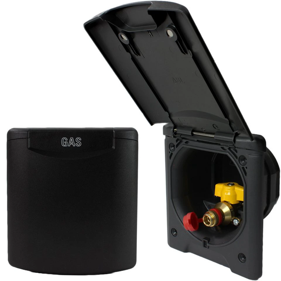 ABL Gassteckdose Außensteckdose mit Magnetdeckel schwarz 30 mbar